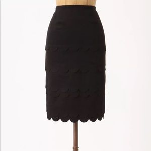 Anthropologie Maeve Scalloped Pencil Skirt Sz 4